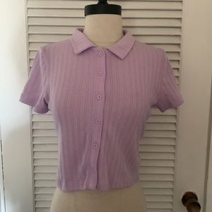 lilac button down shirt